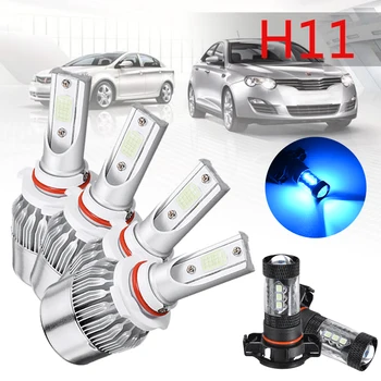 

6pcs DC 9V-16V 8000K Ice blue 50W 80W LED Headlight Fog Light Lamp Bulbs Fit For Chevy Silverado 1500 2500 2007-2015 Accessories