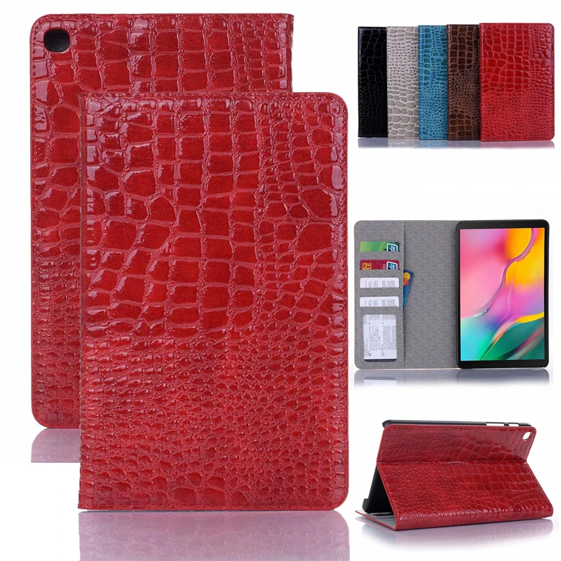 Card Slot Coque For Samsung Galaxy Tab A 8.0 2019 P200 P205 Case Luxury Crocodile PU Leather Folio Stand For Samsung T590 Cover
