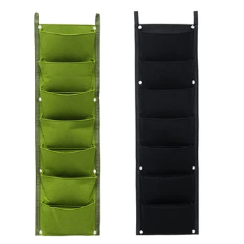 

Green+Black Vertical Garden Planter Wall-Mounted Planting Flower Grow Bag 7 Pocket Vegetable Living Garden Bag,2 Pack