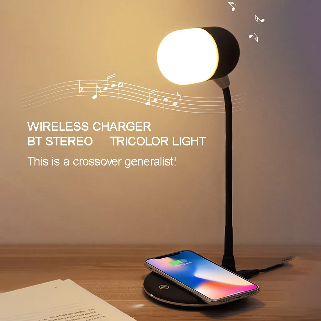 20# Bluetooth светодиодный Настольный светильник динамик сабвуфер с беспроводной зарядкой Bluetooth аудио режим сна прикроватные Режимы лампы для телефона
