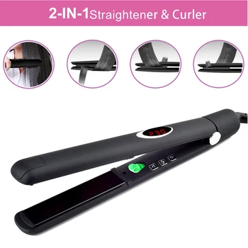

Hot Professional Hair Straightener Hair Curler Tool Negative Ions 2 in 1 Straightening Curling CNT 66