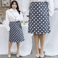 60-100 кг, подходит для больших размеров, плюс юбка, узор в горошек, очень милая, эластичная резинка на талии, осенняя, миди прямая юбка, Jupe Femme Falda Mujer Gonne goning