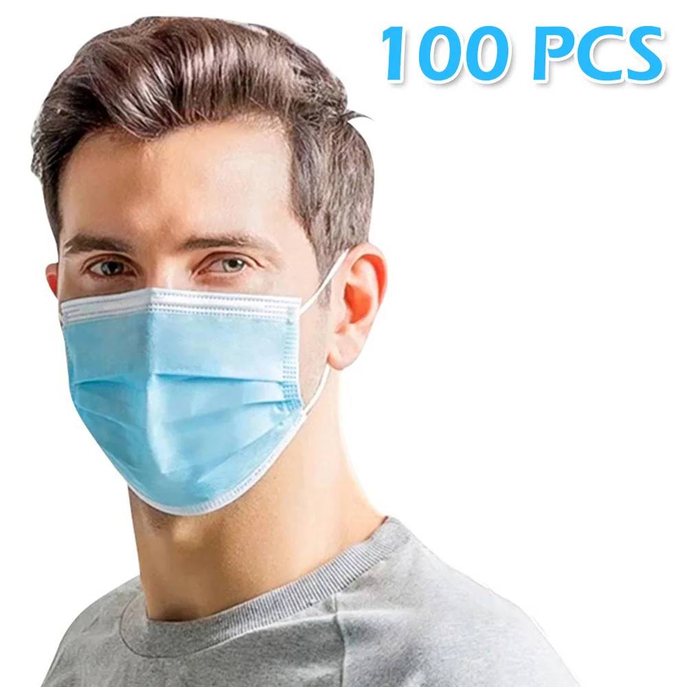 

3 Ply Disposable Dustproof Mask Non-woven Face Mouth Mask Personal Protect Healthy Care Masks In Stcok 20/40/60/100 Pcs