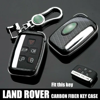

1pcs Carbon Fiber Look Car Key Case Holder Protector Cover With Keychain For Land Rover