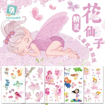 

2020 New Products Environmentally Friendly Waterproof Children Tattoo Sticker Cute Flower Fairy Elf Cartoon Baby Tattoo
