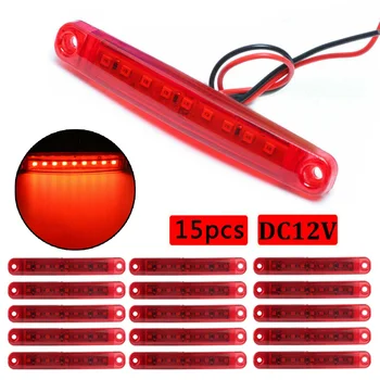 

For Truck Trailer Lorry Bus Side marker light Red 9-LED Side Clearance
