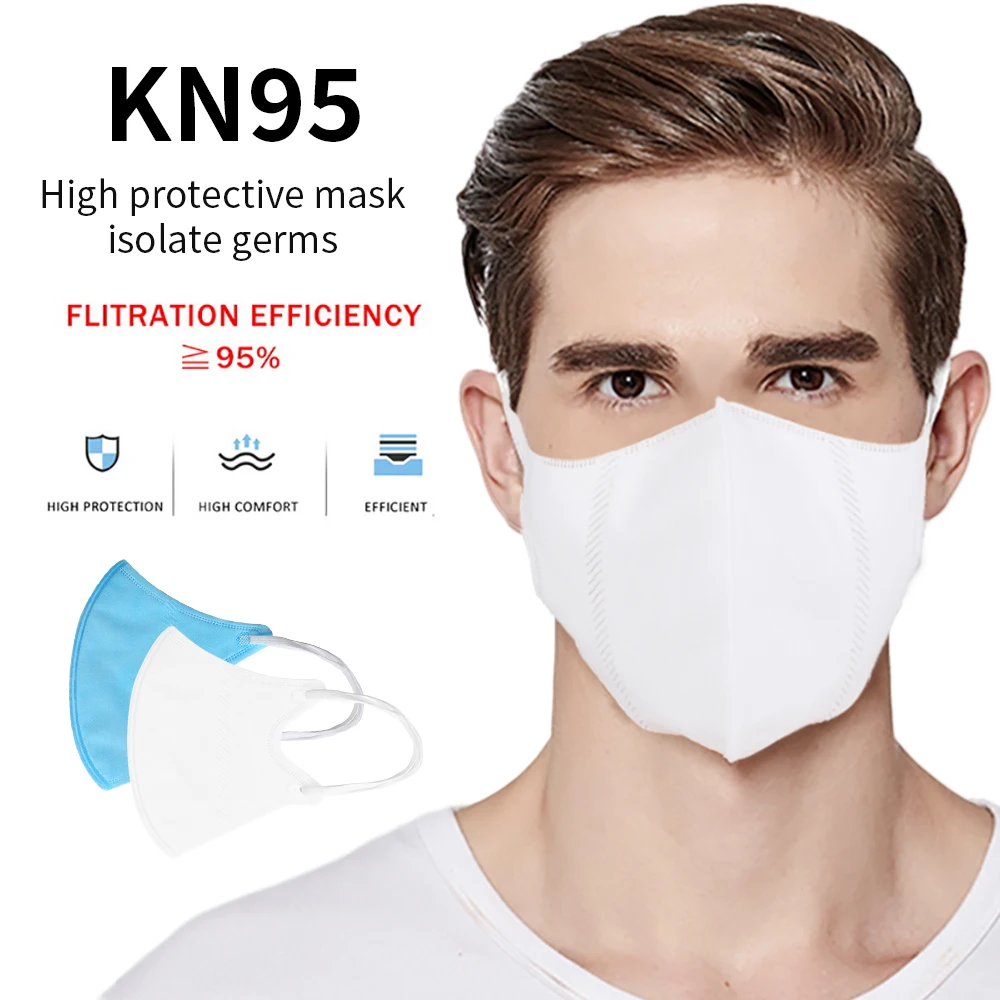 

50pcs Disposable Mask KN95 Face Mask 95% Filtration Non-woven Fabric Protective Masks Dust Particles Pollution Filter