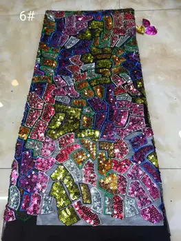 

newest Crocodile pattern african net sequins fabrics negeria muti color sequins net sequins fabrics for party dress