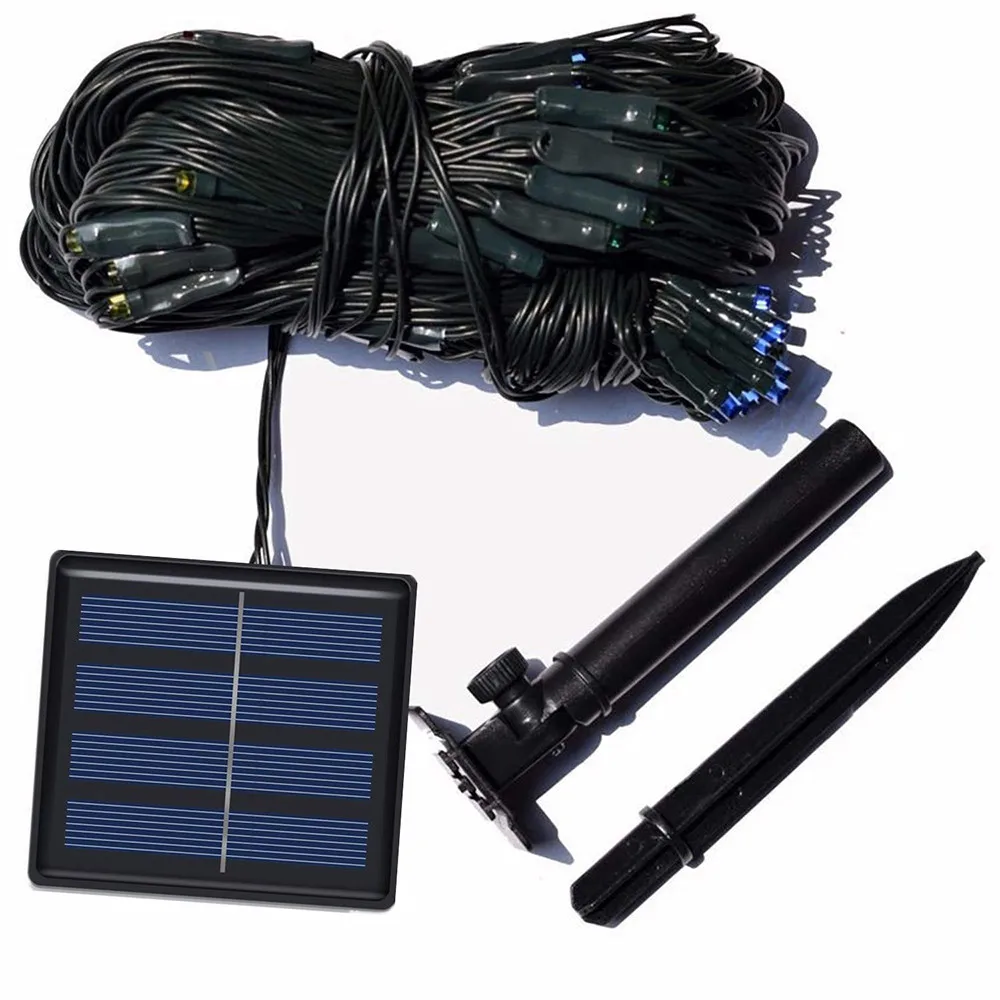 Cortina da Janela Luzes para o Natal de Casamento Luz da Corda Solar Powered Malha 1.1x1.1m 2x3m Início Jardim Decoração Led Net 7 Lâmpadas solares