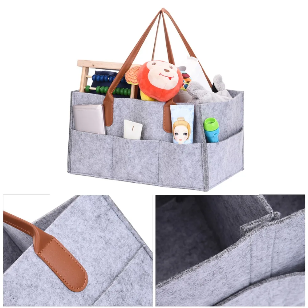 Felt Baby Diaper Caddy Nursery Storage Wipes Bag Nappy Organizer Container