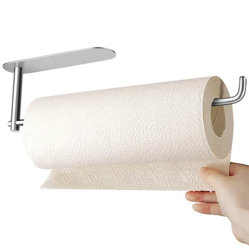 

HOT-Paper Towel Holder Under Cabinet Mount - Easy One-Handed Tear Adhesive Paper Towel Rack,12 Inch Bar-Fits All Roll Sizes