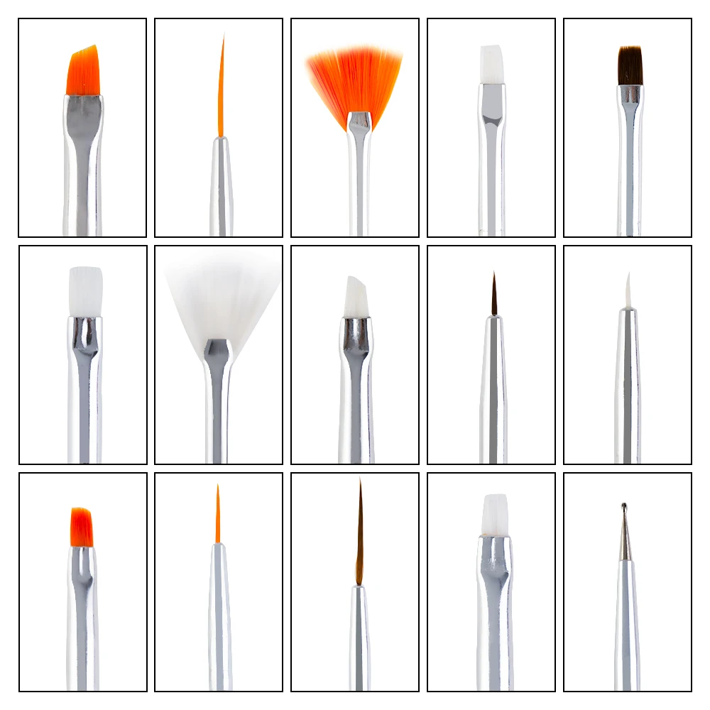 Dmoley 15pcs Nail Brush For Manicure Nail Art Liner Painting Pen Acrylic Nail Art Brush UV Gel Brushes Manicure Tool