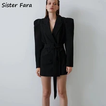 Sister Fara – Blazer à manches longues bouffantes pour femme, manteau élégant, ample, couleur unie, décontracté, automne hiver 2021 