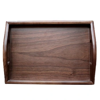 

Rectangle Black Walnut Tea Tray Serving Table Plate Snacks Food Storage Dish Hotel Home with Handle Serving Tray Coffee Breakfas