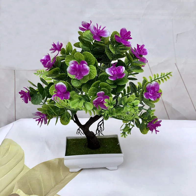 Искусственные зеленые растения бонсай имитация пластиковый маленький горшок для дерева украшения в горшках для домашнего стола украшения сада 52841 - Цвет: 2JH-52841-67