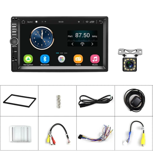 With 12 LED Camera Podofo 2 Din Android автомобильный радиоприемник стерео gps навигация Bluetooth USB 7 ''сенсорный 2 din универсальный мультимедийный аудио плеер Автомобильный - Цвет: With 12 LED Camera