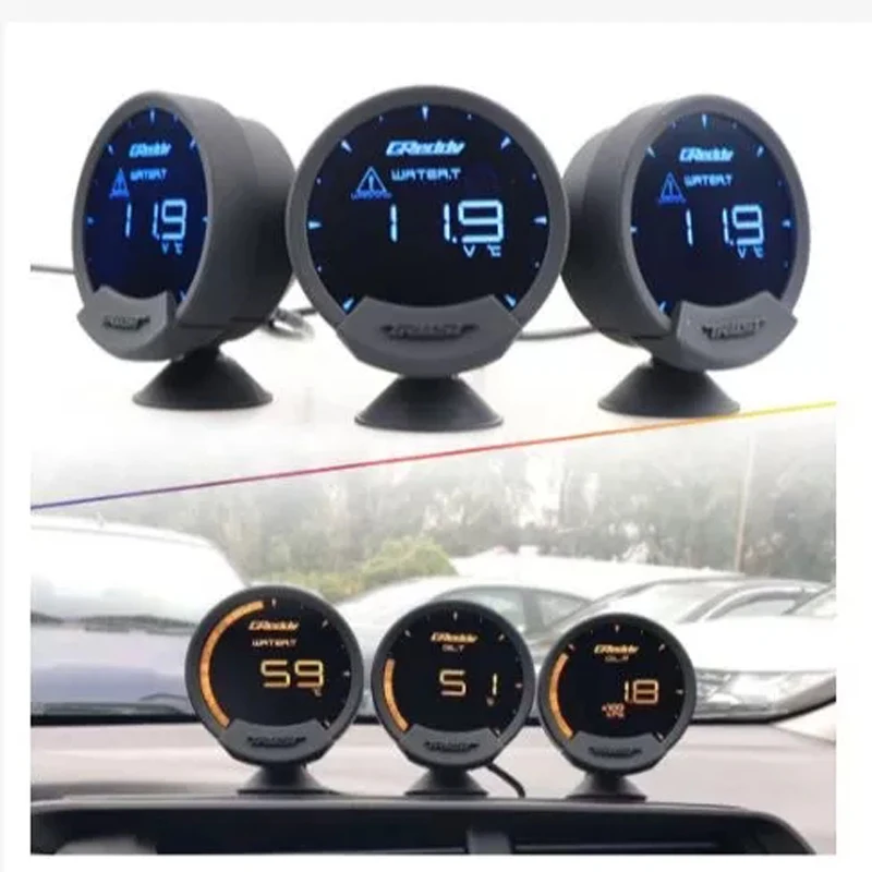 7Colors Greddy Sirius LCD OBD2 Car Gauge 74mm Turbo Boost Speed Volts