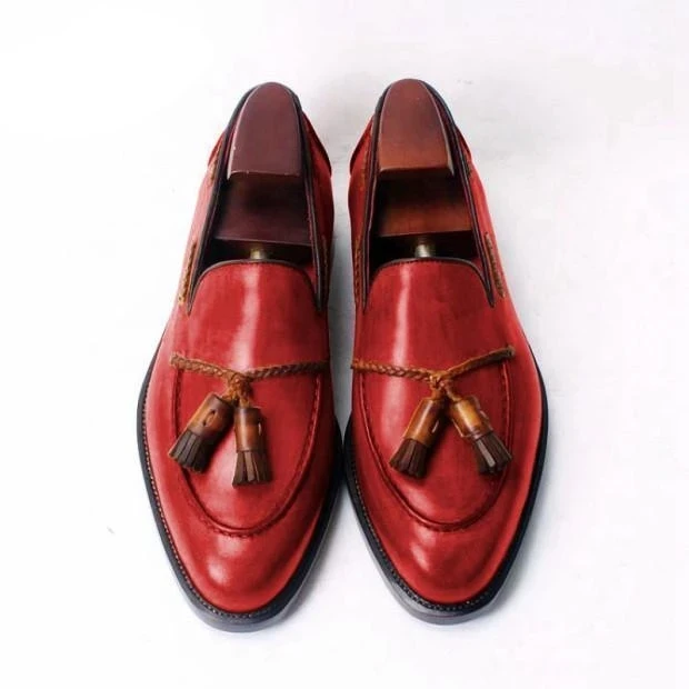 Men Leather Shoes Low Heel Fringe Shoes Dress Shoes Brogue Shoes Spring Ankle Boots Vintage Classic Male Casual F65