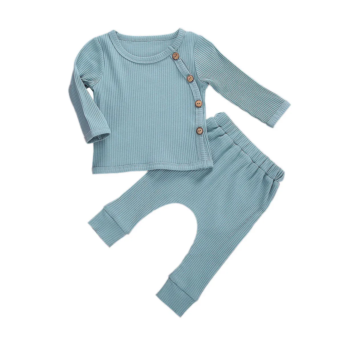 

0-24M Newborn Baby Toddler Kids Girls Boys Spring Casual 2Pcs Set Outfit Solid Classical Long Sleeve Shirt Top + Elastic Pants