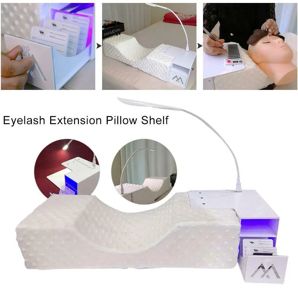 

Workbench Neck Support Practical Acrylic Professional U Shape Pillow LED Light Eyelash Extension Set Makeup Tool USB Powered