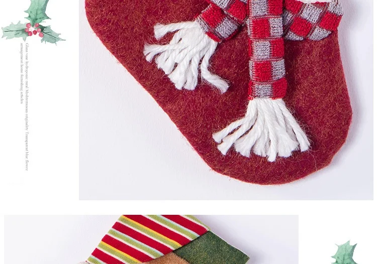 Christmas Xmas Tree Hanging Party Tree Decor Santa Sock Gift Candy Bags Lovely Gift Bag For Children Fireplace Tree
