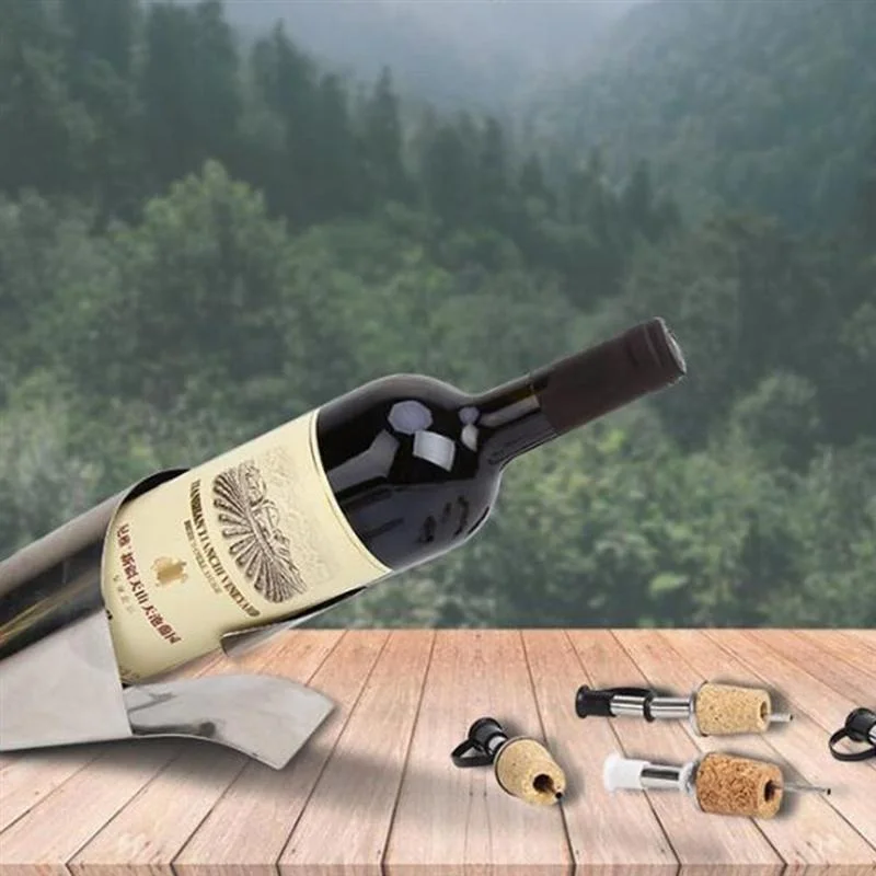Stainless Steel Wine Pourer Cork Design Bottle Dust Cover Olive Oil Alcohol Bottle Pour Spout Cover 6Pcs