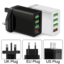 Adaptateur de chargeur mural multi-ports QC 3.0, Charge rapide, 4 USB Hub, prise UK US EU pour iPhone Samsung avec Port USB