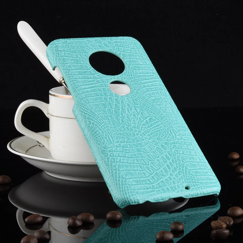 

For Moto G7 Plus Case Back Cover For Moto G7 Case Crocodile Grain For Motorola G7 Case Capa Para Celular Tampa Protetora Blue