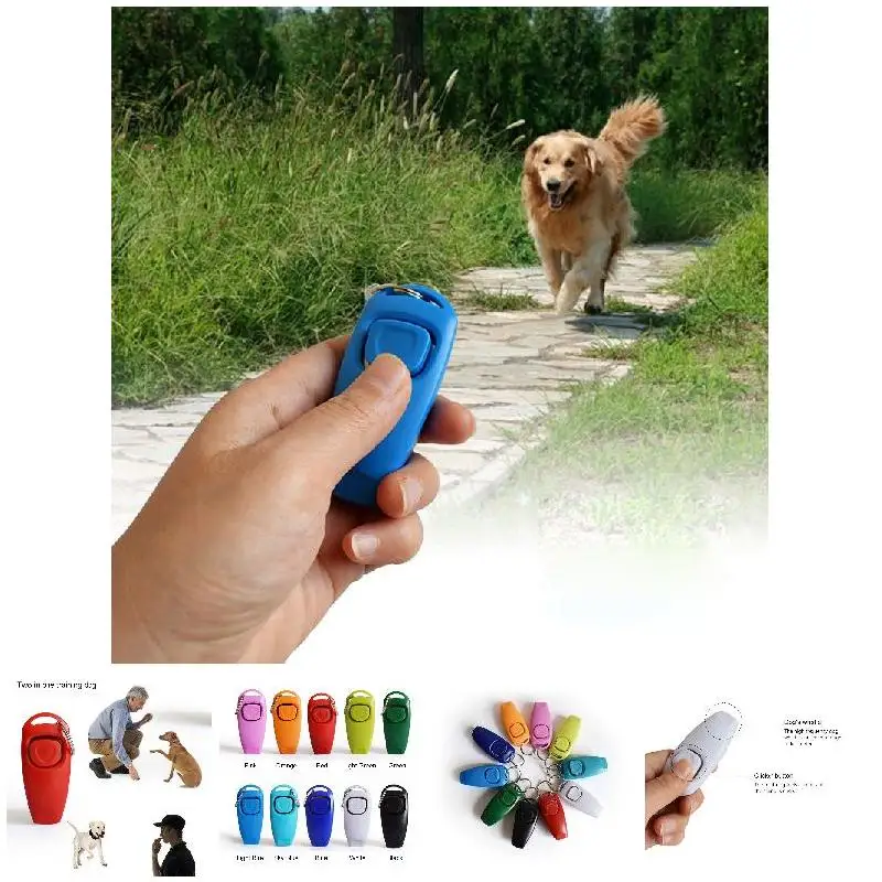 Dog Clicker & Whistle Combo Training Pet Trainer With Guide Key Ring