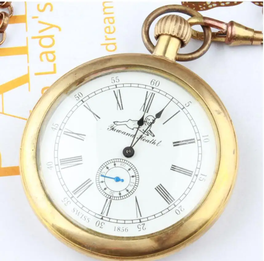 20pcs/lot Copper Case No Cover Mechanical Pocket Watch Fulll Back Roman Dial Men's Watches Christmas Gift Watch
