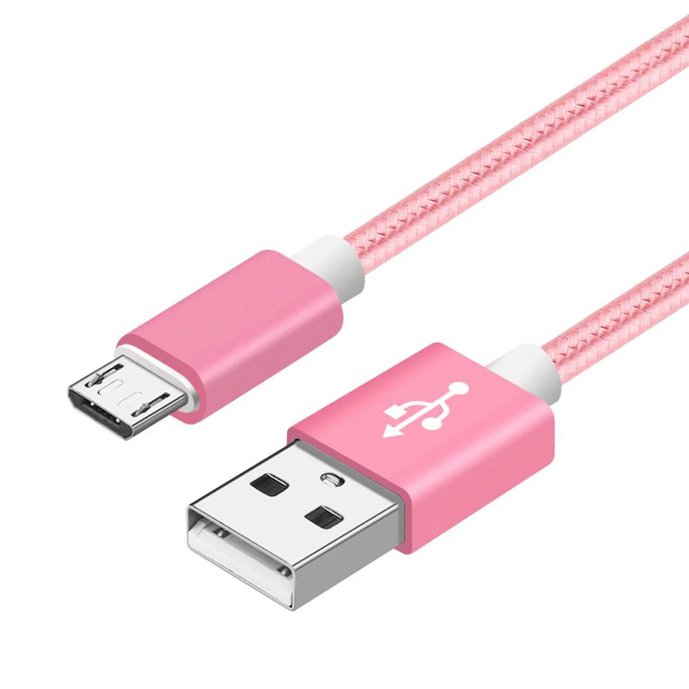 [5 шт. в упаковке] нейлоновый Micro USB кабель VOXLINK алюминиевый зарядный мобильный телефон Android кабели samsung Galaxy htc huawei Xiaomi LG SONY - Цвет: Pink
