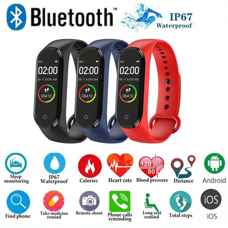 

M4 Color LCD Smart Bnad Fitness Tracker Smart Bracelet Blood Pressure Heart Rate Monitor Waterproof Smart Band PRO Wristband