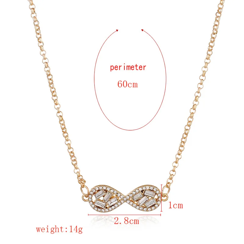 Wish Amazon Hot Selling Necklace Women's Europe And America Retro Adjustable Micro Zircon 8-Word Pendant Wholesale NZ0926