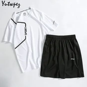 

Summer Tracksuit Men Set Fashion Sports Suit T-shirts+Shorts Sportswear Male Two Piece Set For Men Clothing Plus Size M-5XL 2020