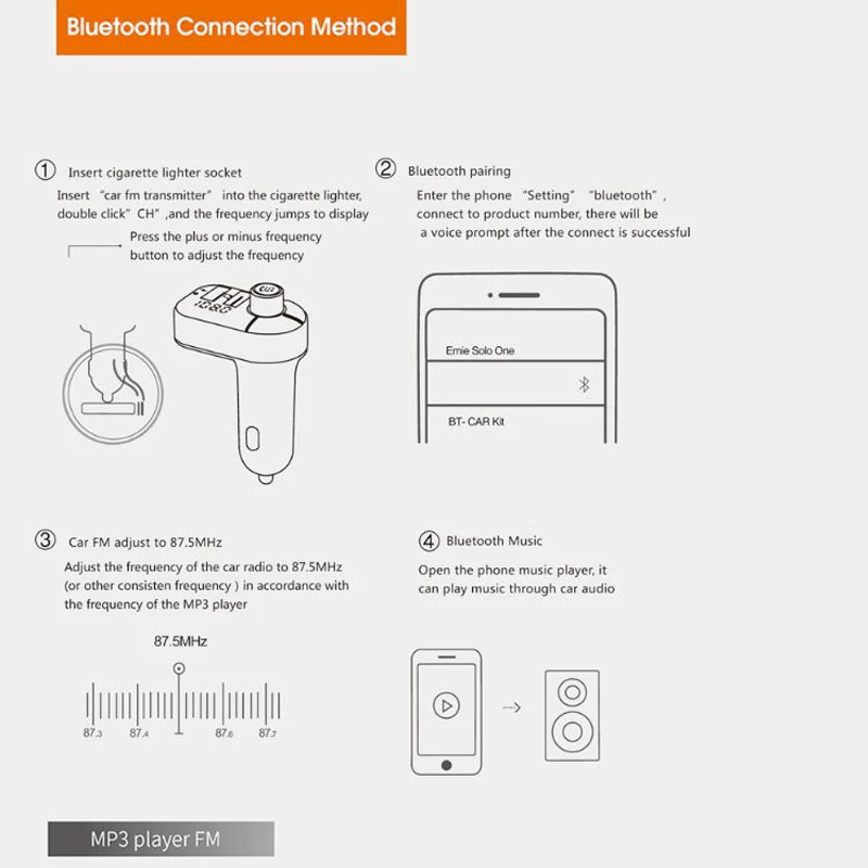 USB Автомобильное зарядное устройство Bluetooth fm-передатчик быстрое зарядное устройство s для Xiaomi samsung iPhone huawei Автомобильный MP3-плеер Прикуриватель разъем