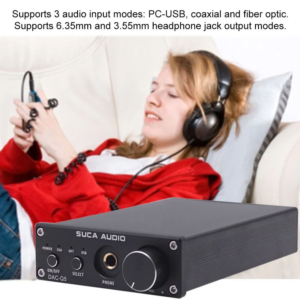 Аудио усилители SUCA DAC-Q5 Наушники цифровой аудио усилитель HiFi оптический аудио/коаксиальный/USB DAC Q5 декодер с усилителем