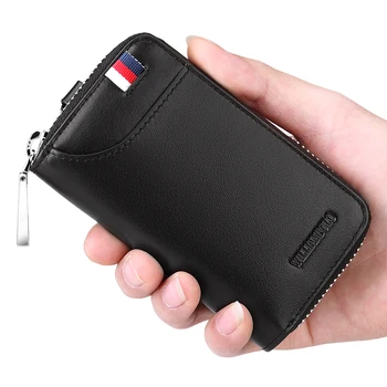 

WILLIAMPOLO Key Wallets for Men Leather Slim Keys Holder Organizer Case with Zipper Housekeeper
