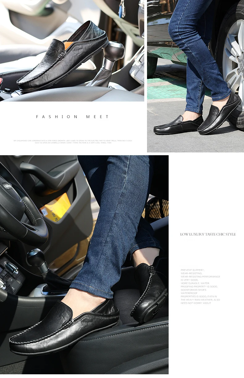 Мужские лоферы из натуральной кожи удобная повседневная обувь для вождения мужские мокасины на плоской подошве# NR20138