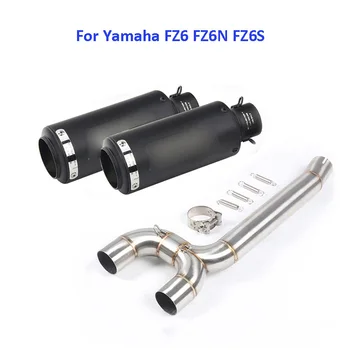 

For Yamaha FZ6 FZ6S FZ6N Motorcycle Exhaust Pipe Silencer Muffler Escape Tip Middle Mid Link Tube System Slip on