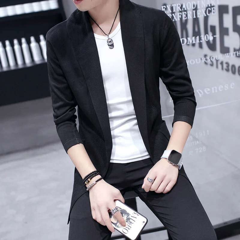 2019 Autumn And Winter Sweater Knit Cardigan Slim Trend In The Long Section Of The Cloak Coat Male Men Clothes Homme 2019 Autumn And Winter Sweater Knit Cardigan Slim Trend In The Long Section Of The Cloak Coat Male Men Clothes Homme
