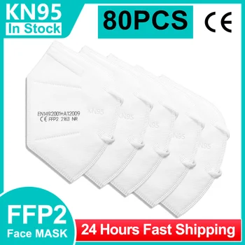 

80PCS Fast shiping FFP2 KN95 face mouth mask Filter 5-Layer Mouth Mask Cover Respirator Safety 95%Pm2.5 Mask masque ce ffp2 mask