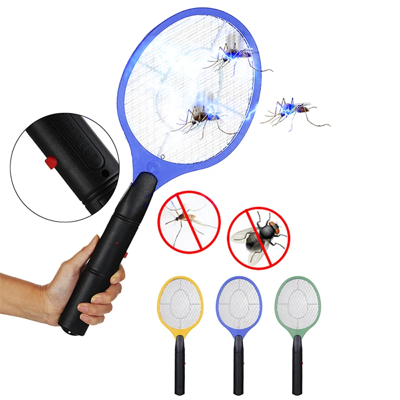 3 цвета электрическая ручная ловушка для насекомых Zapper Fly Swatter ракетка