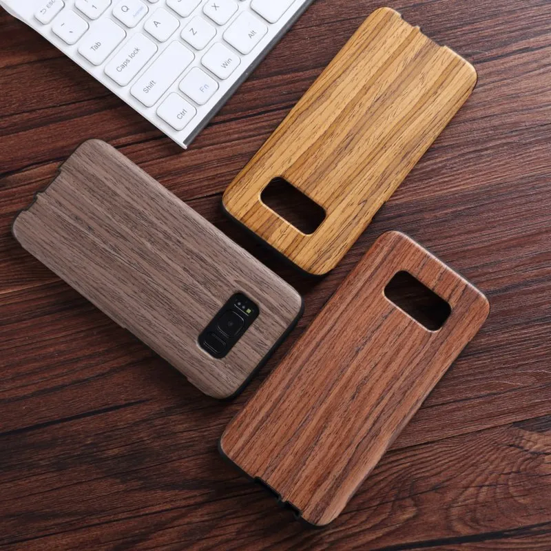 LLZ.COQUE Wood Grain Case for Samsung Galaxy S8 S9 Plus Soft Silicon Bumper Cover Funda Shockproof Tpu Capas |