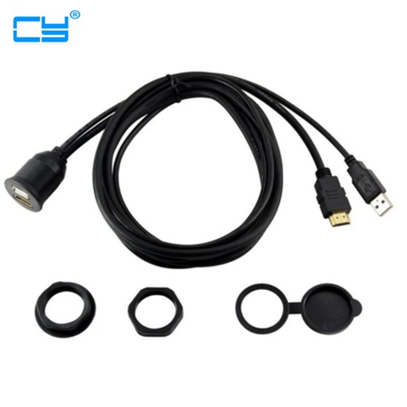 Автомобильный HDMI AUX удлинитель HDMI и USB два расширения с панельным креплением автомобильный аудио видео HD кабель 1 м 2 м