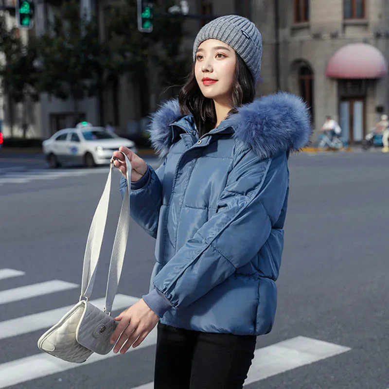 WXWT Winter Coats parkas winter new women's fashion large fur collar hooded thick cotton down jacket Russian winter coat
