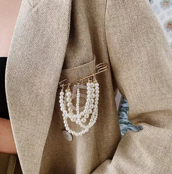 

YMYW Statement Imitation Pearls Brooches Pin Luxury Rhinestone Number 5 Clothing & Accessories Women Scarf Buckle бижутерия