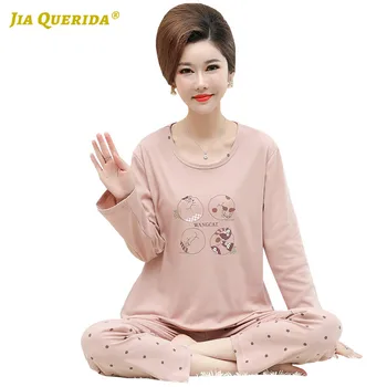 

New Long Sleeve Long Pants Spring Autumn Crew Neck Homesuit Homeclothes Sleepwear Fashion Style Casual Style Loungewear Woman