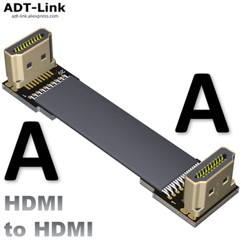 

A-A Full HD Short HDMI Male to Male Plug Flat Cable Cord EMI Shield Right Angle HDMI Cable 2.0 2K 4K 60HZ For GPU Graphics card