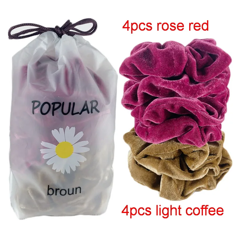 8 teile/paket Korea Samt Scrunchie Set Für Frauen Einfarbig Elastische Haar Bands Dame Haar Bindet Seil Pferdeschwanz-halter Zubehör – Detail 17