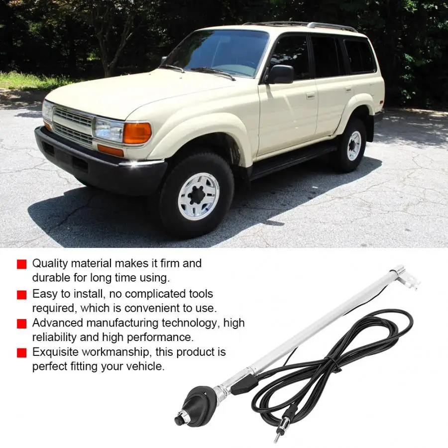 Car Audo Manual Pushdown Antenna Aerial Fits for Toyota Landcruiser FJ80R 1990-1992 Manual Antenna Accessory